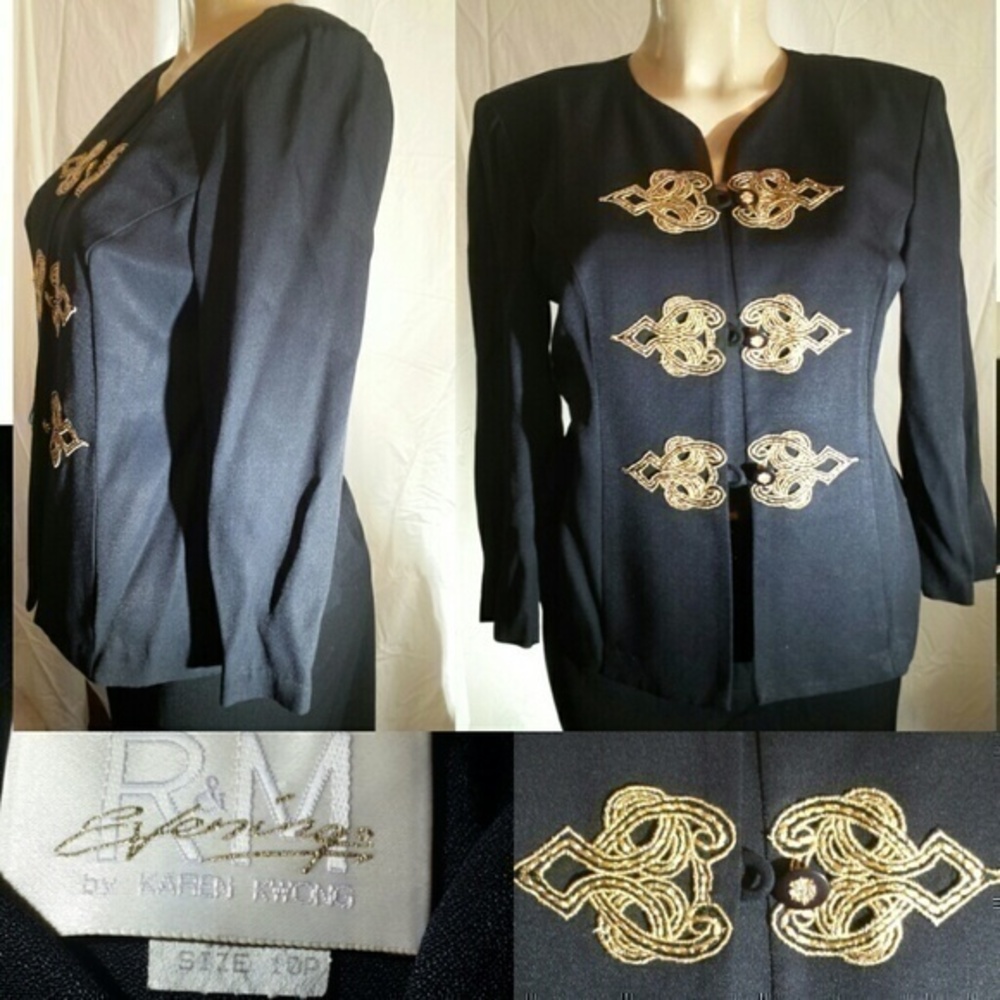R & M Evenings Gold Thread Detailed Blazer